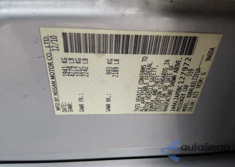 2011 Nissan Altima 2.5 S z USA, uszkodzony, nr VIN 1N4AL2AP0BC127972